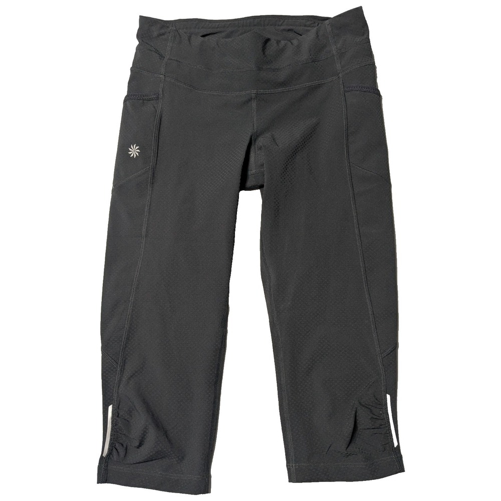 ATHLETA Workout Yoga Capri Women Size XS‎ Black Stretch Blend Pants